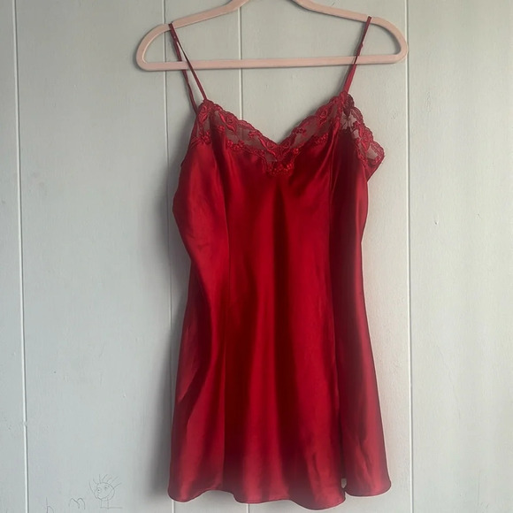 Victoria's Secret Other - Victoria's Secret Red Lace Slip Dress Lingerie-size Medium